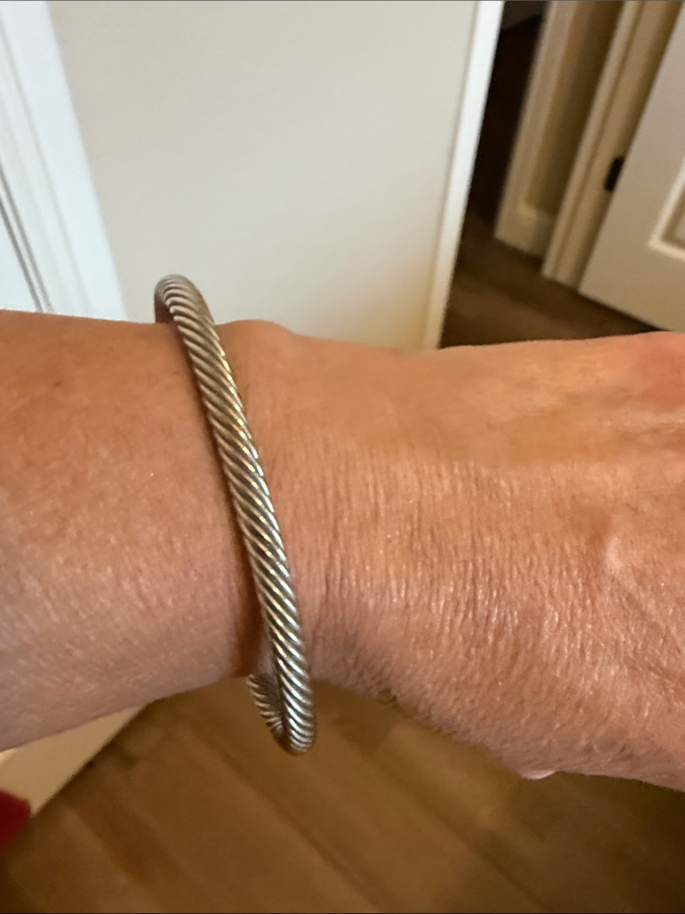 Silver Twisted Cable Cuff Bracelet with Gold Accents - Silver/Gold - Picture 5 of 6